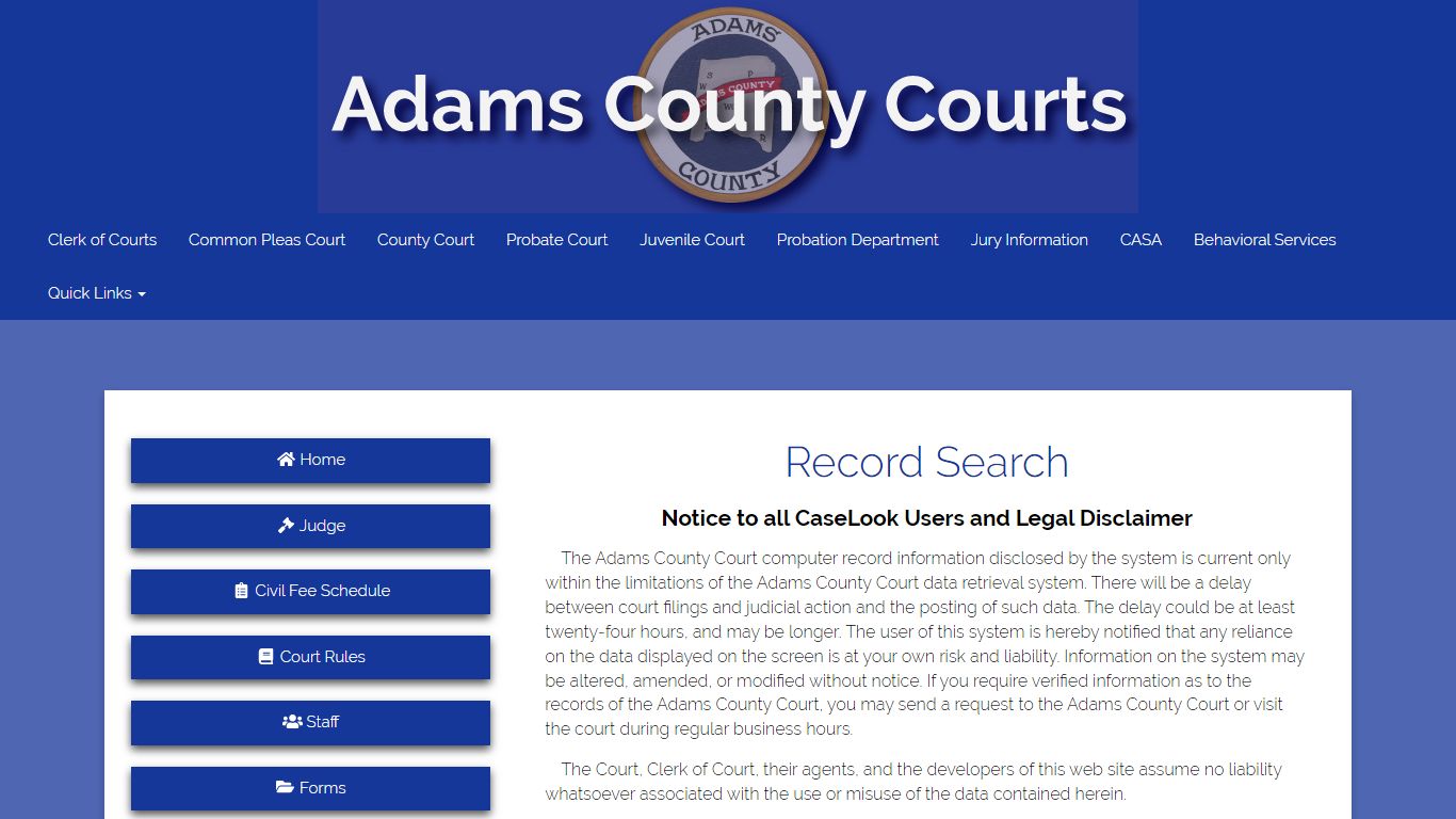 Adams County Court - Record Search